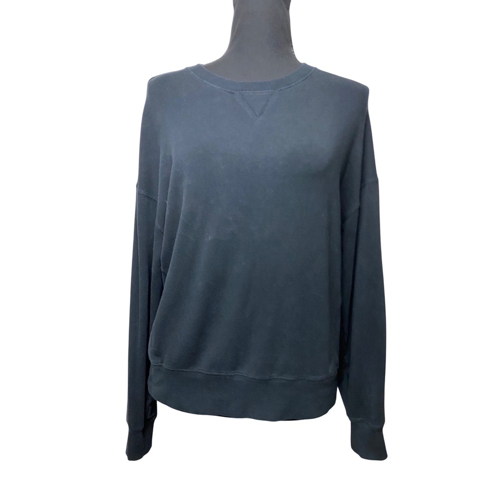 Travis Mathew Womens Crewneck Sweatshirt Navy Blue Pullover V-Stitch Small